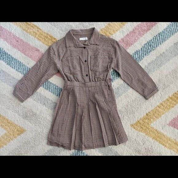 ZARA Kids | Brown | PLAID BOX SHIRT DRESS - Picture 6 of 11